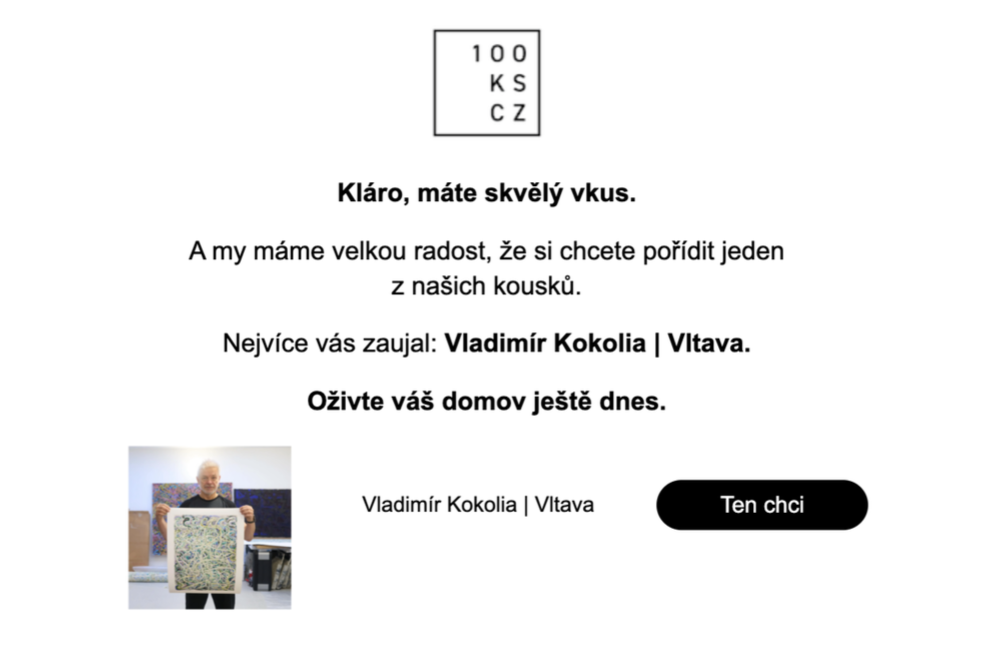 Ukázka kampaně na prohlížené produkty