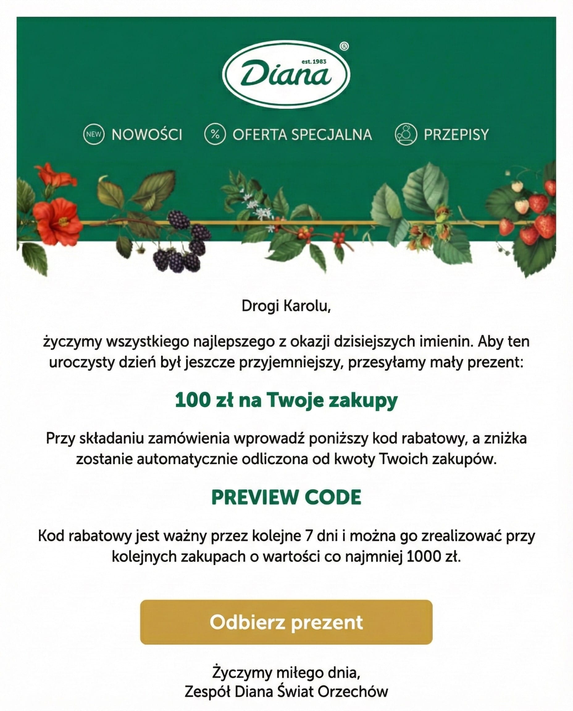 Zniżka w zamian za adres e-mail