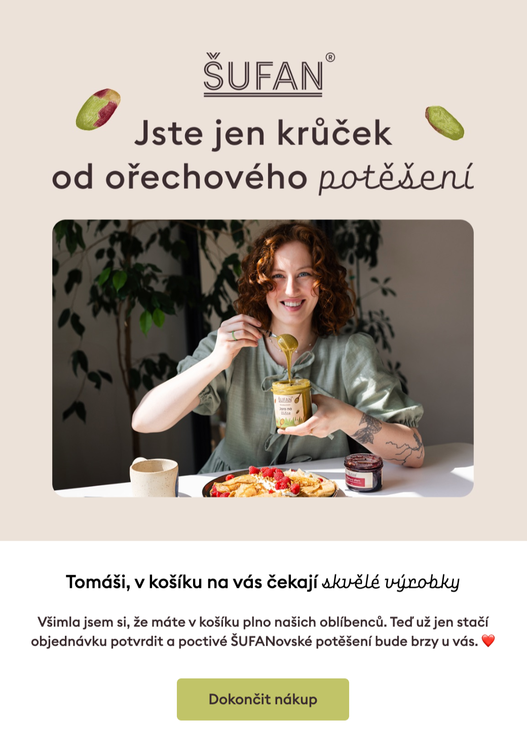 Ukázka e-mailu opuštěný košík Sufan.cz