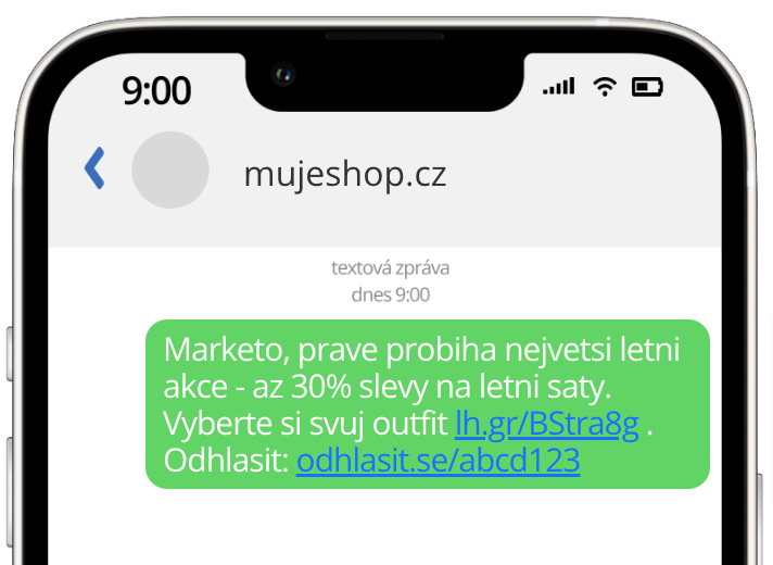 Ukázka SMS kampaně slevová akce