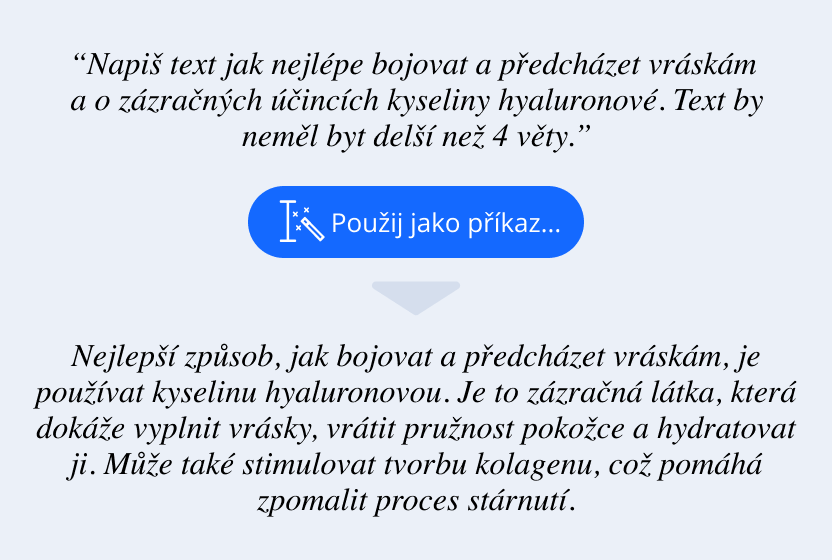 Příklad příkazu pro generování textu