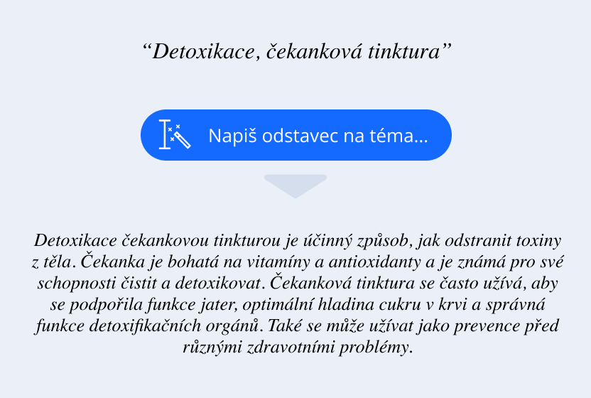 Napište téma a ChatGTP vám připraví rovnou celý odstavec