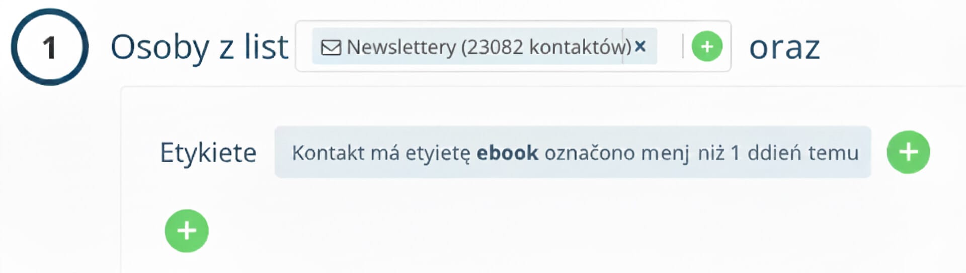 na podstawie zainteresowań, danych demograficznych i różnych tagów/oznaczeń dodanych do kontaktów