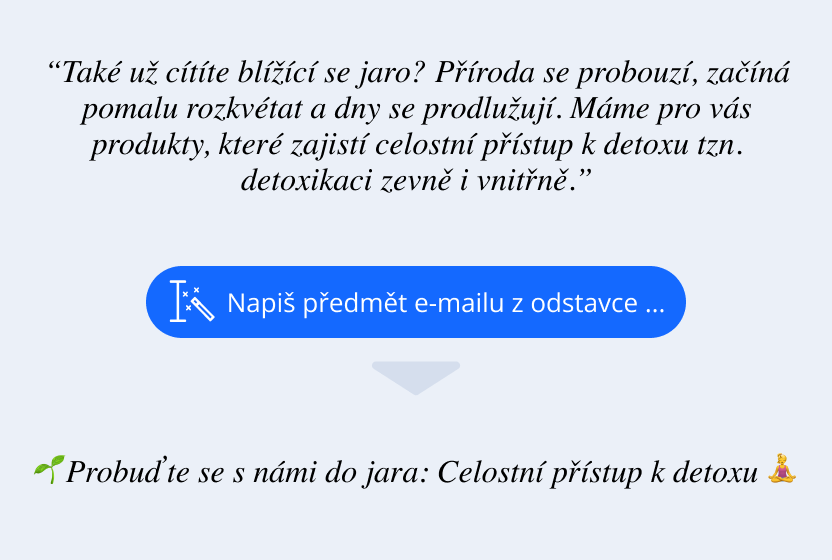 ChatGTP vám z vybraného odstavce vytvoří předmět e-mailu