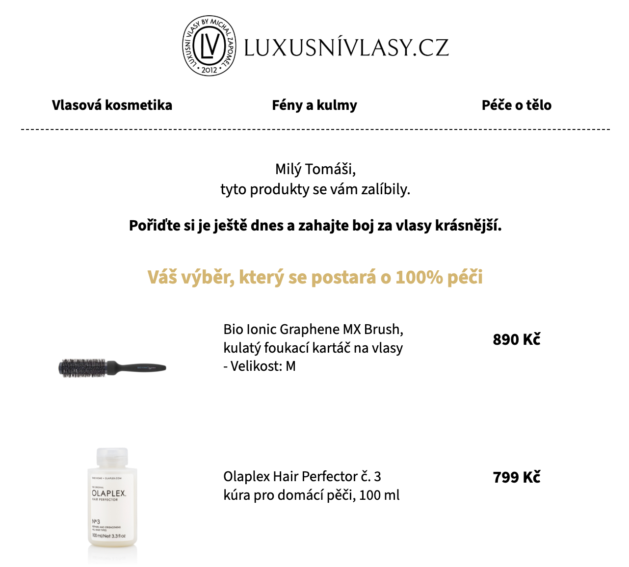 Automatická kampaň připomínající prohlížené produkty