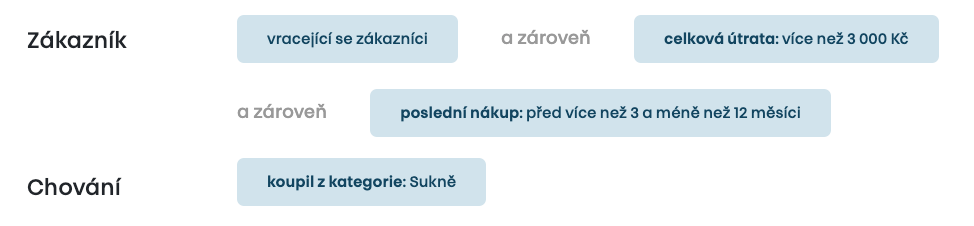 Audience neboli segmenty kontaktů na základě nákupní historie