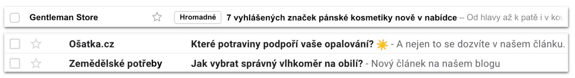 Preheader, předmět a odesílatel e-mailové kampaně