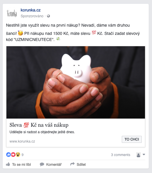 Placená reklama - sleva na první nákup