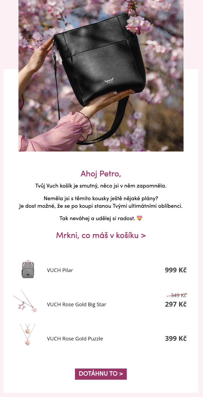 Ukázka e-mail opuštěný košík VUCH.cz
