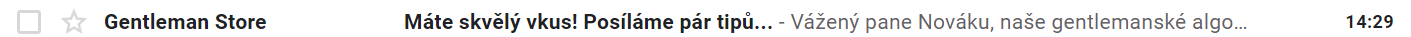 Ukázka mailboxu - předmět a preheader