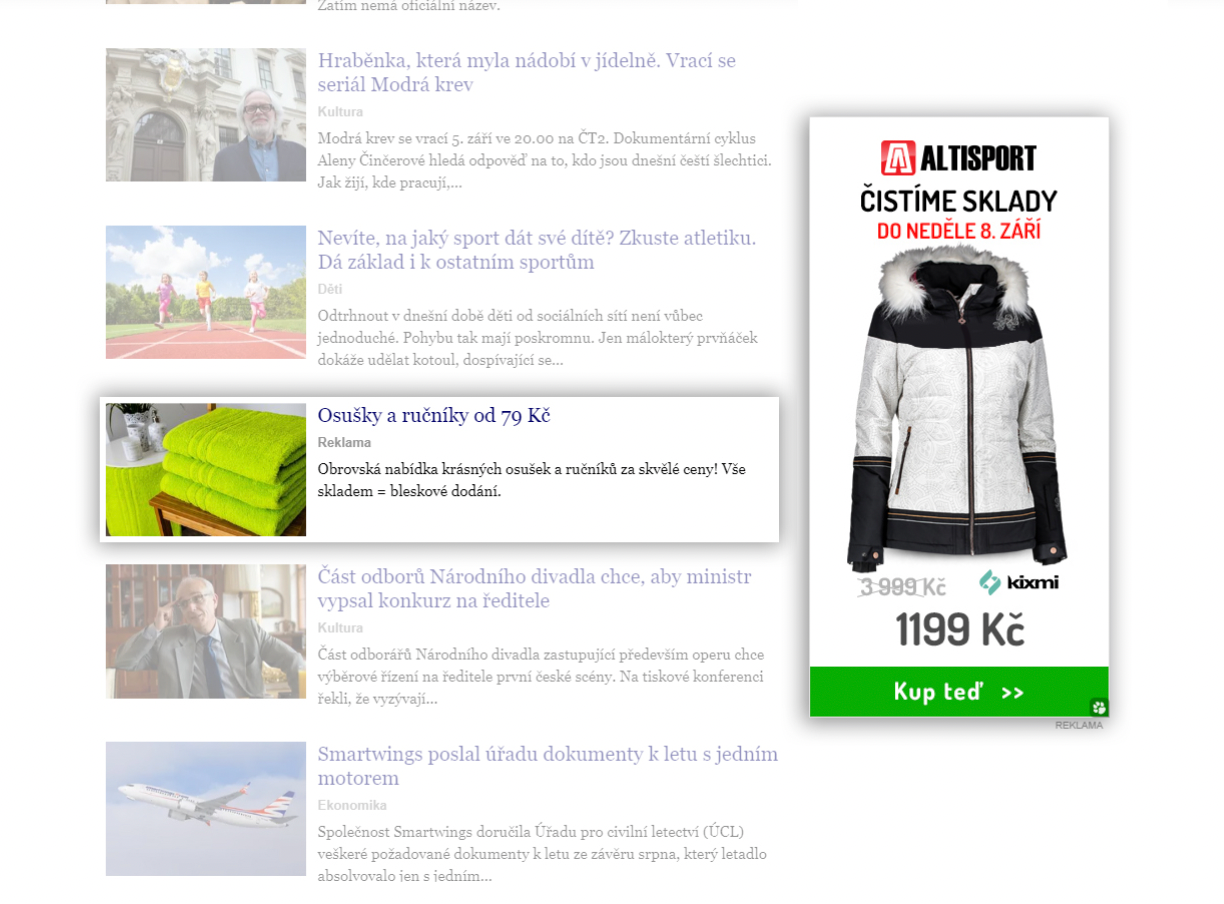 Reklama vytvořená v Sklik