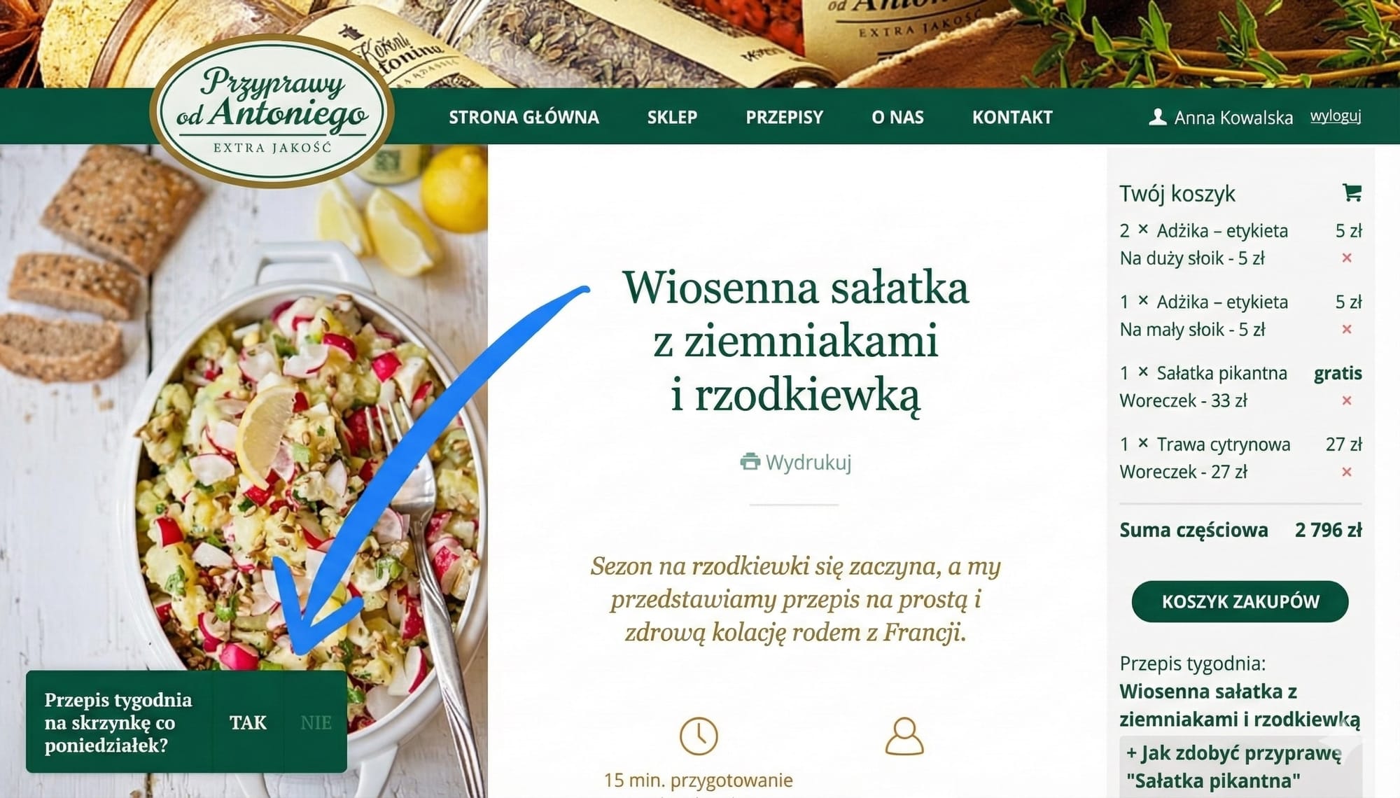 Teaser, który nie zmusza użytkowników do natychmiastowego zamknięcia. Nie przeszkadza w przeglądaniu strony i pozwala wrócić do oferty w dowolnym momencie.