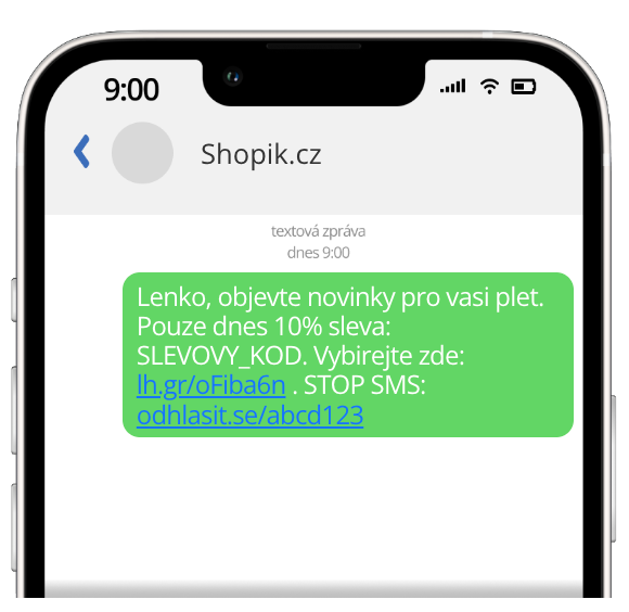Personalizovaná SMS kampaň se slevovým kódem v Leadhubu