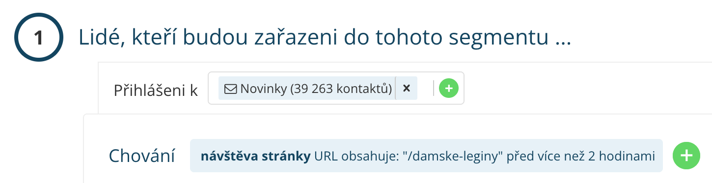 Segmentace podle navštívených URL adres v Leadhubu