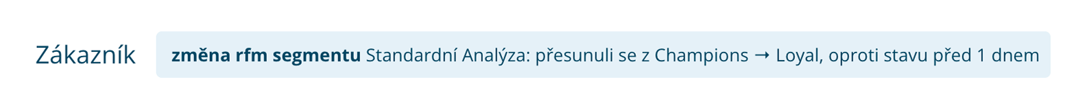Ukázka RFM segmentace v Leadhubu na přesun z jedné RFM skupiny do jiné