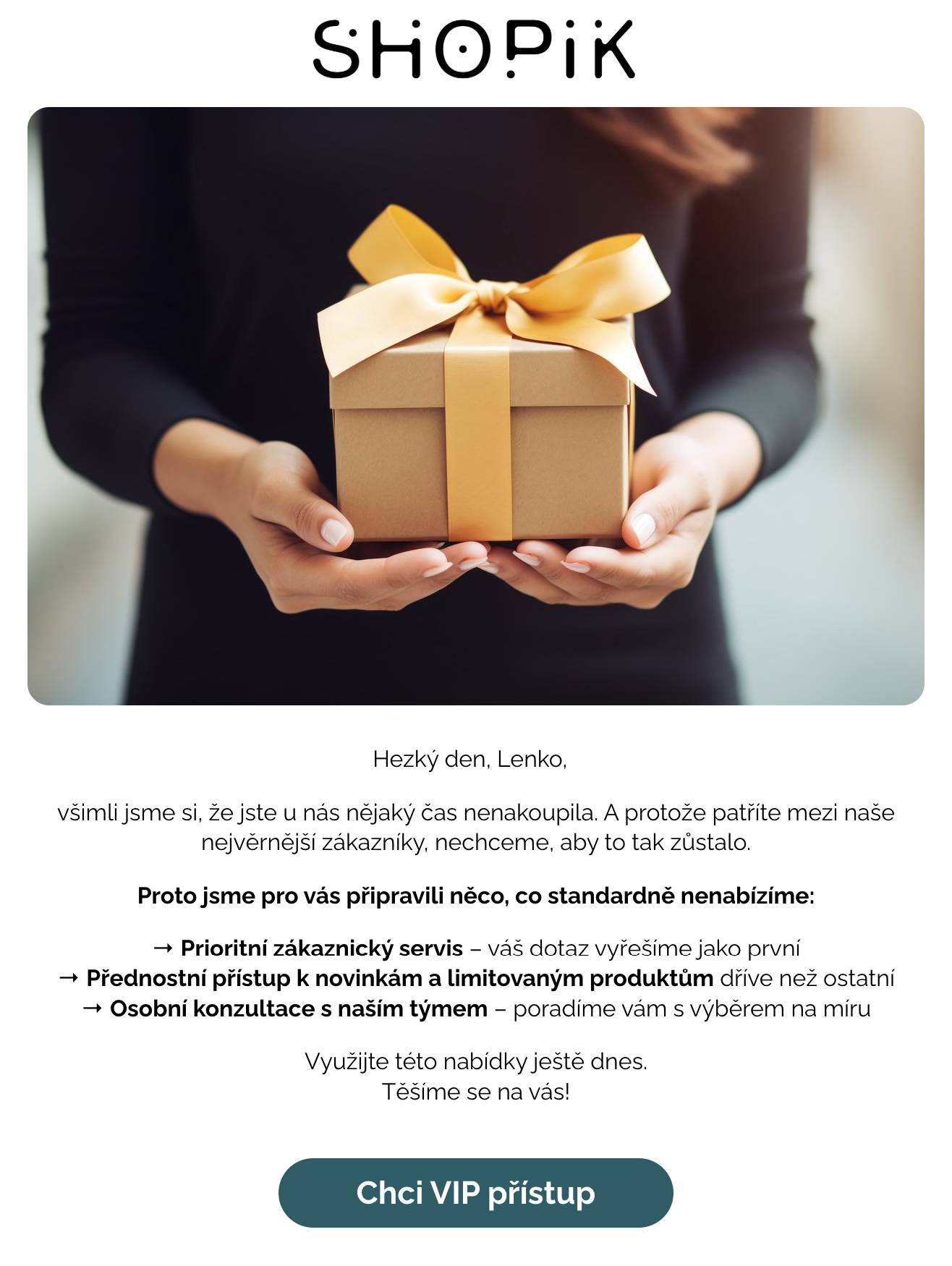 Automatický e-mail pro RFM segment Can't Lose Them v Leadhubu