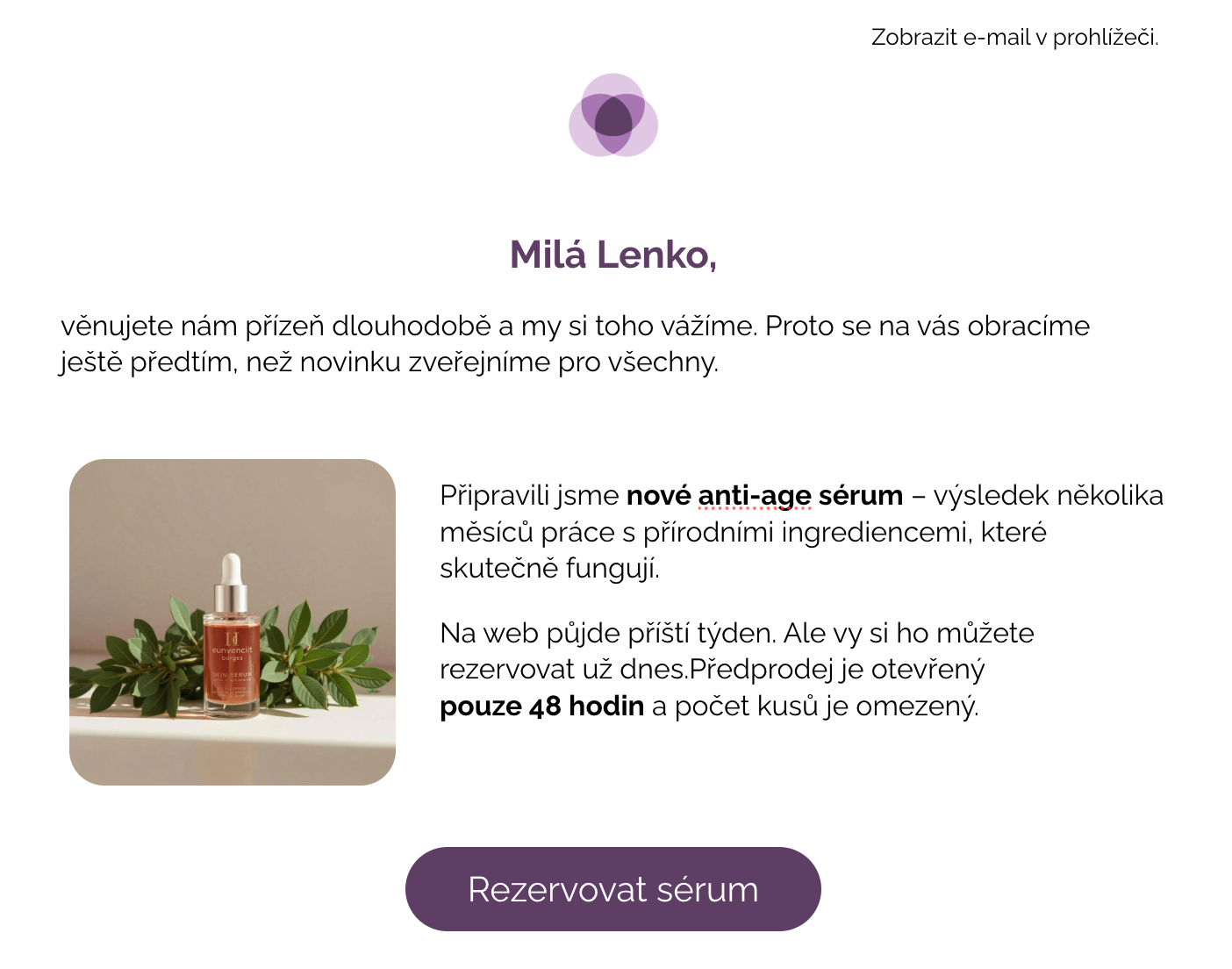 Automatický e-mail pro RFM segment Champions v Leadhubu