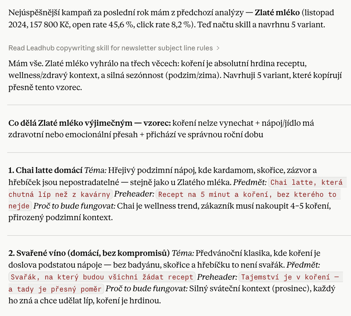 Návrh strategie automatických kampaní od AI asistenta