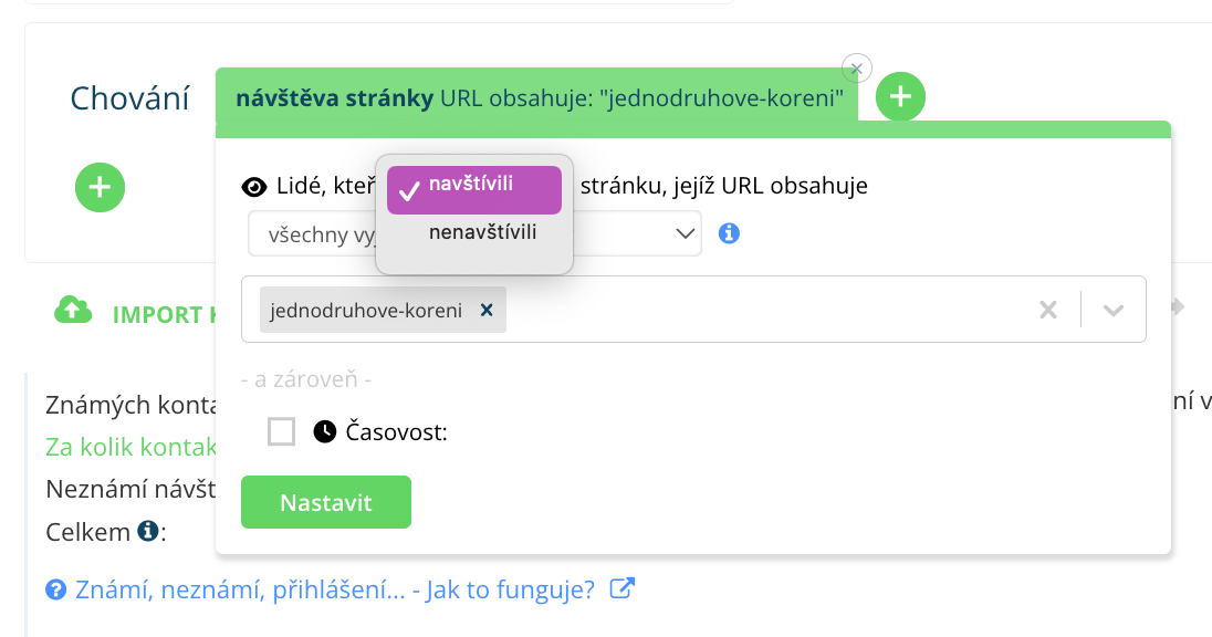 URL cílení v Leadhubu: segmentace zákazníků podle navštívených stránek