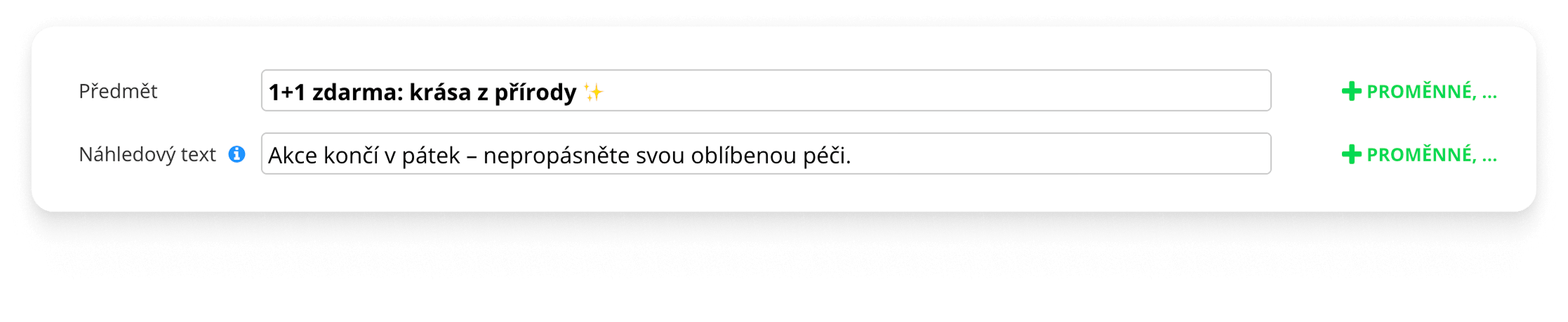 Předmět a pre-header s klíčovým sdělením na začátku