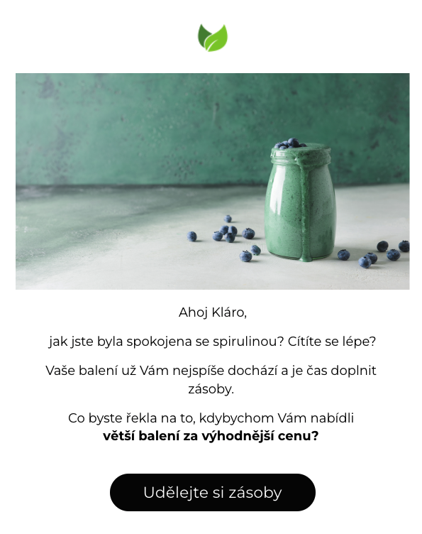 Ukázka upsell e-mail v Leadhubu
