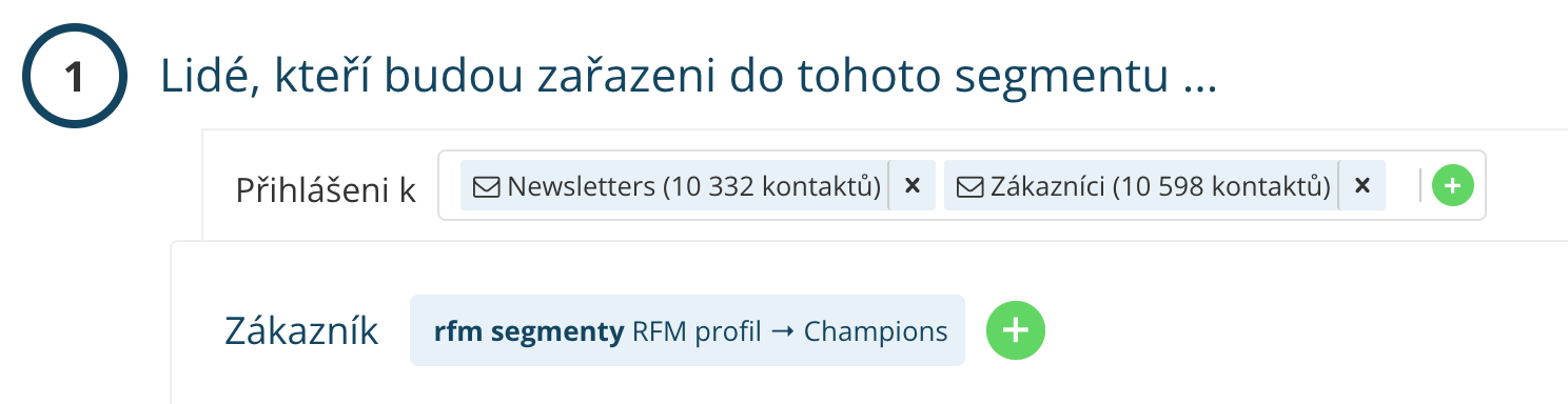 RFM segment VIP zákazníků z RFM analýzy v Leadhubu