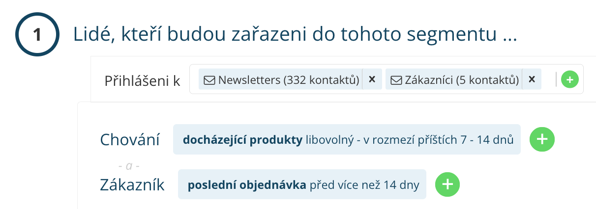 Segmentační pravidla docházejících produktů v Leadhubu