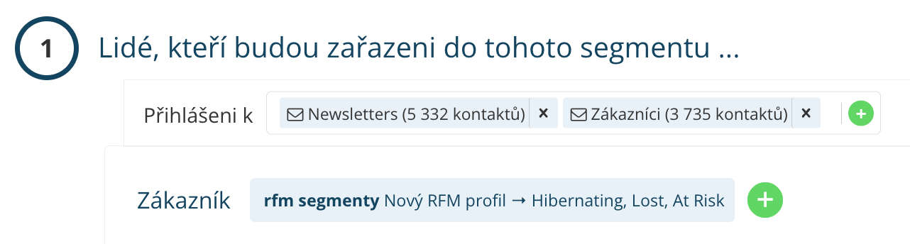 Cílení win back kampaně podle RFM segmentu v Leadhubu