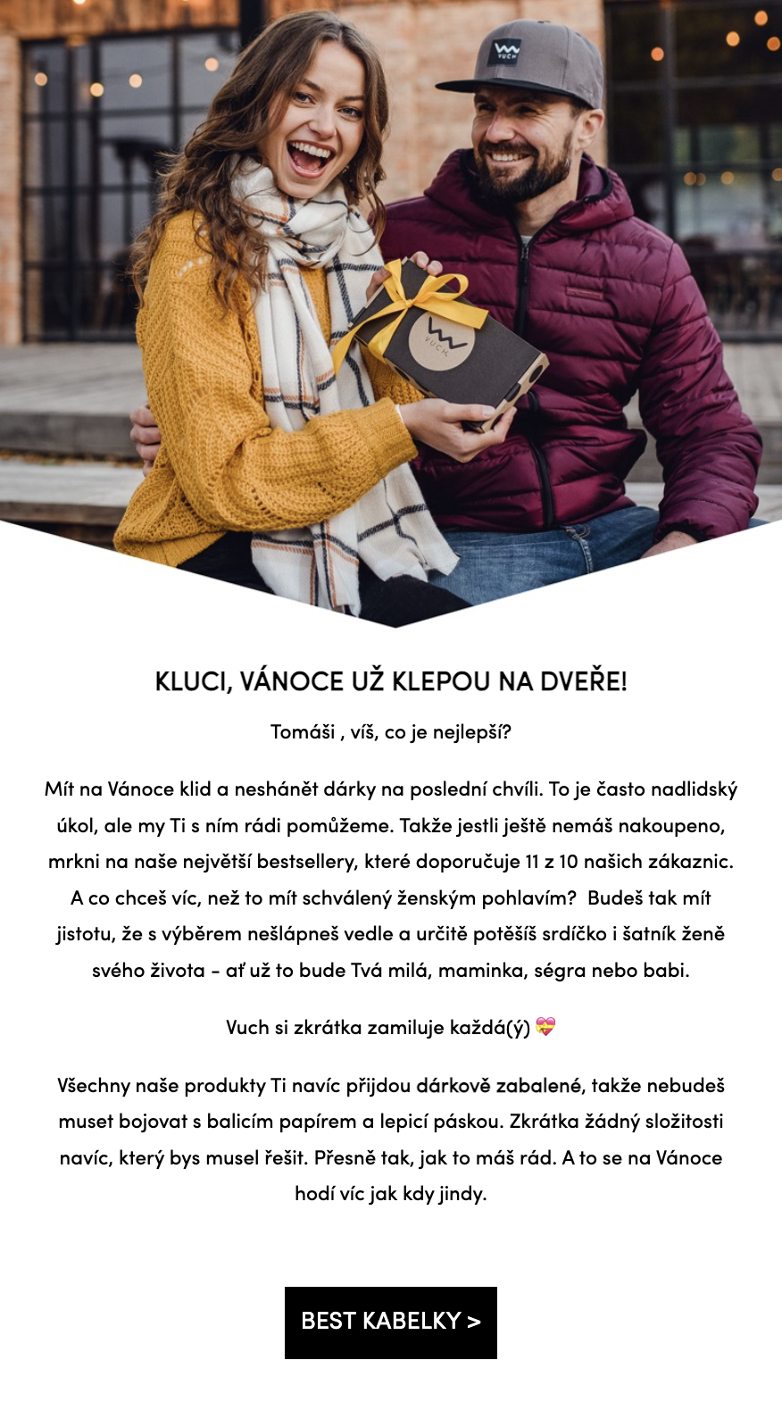 Ukázka e-mailu klienta VUCH, který byl poslán z Leadhubu
